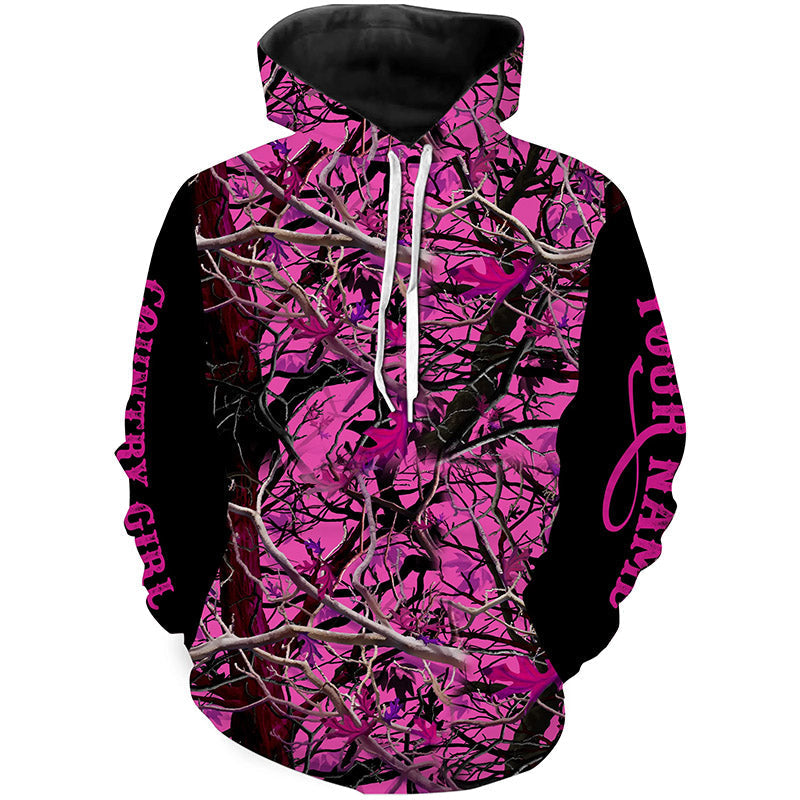 Country Girl Pink camo custom Name 3D All over print Hoodies Hoodie