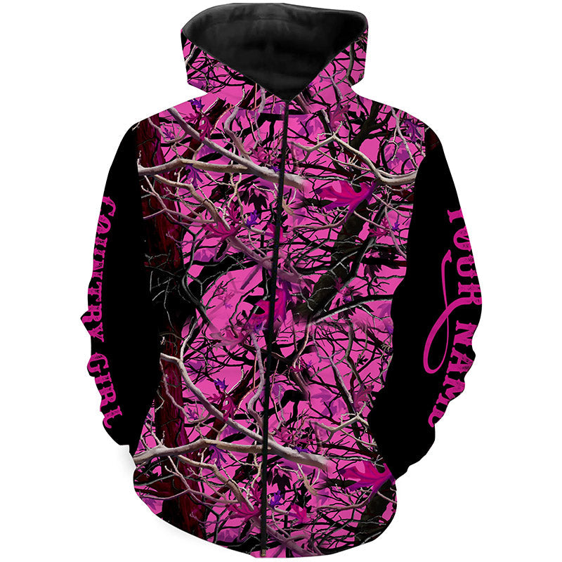 Country Girl Pink camo custom Name 3D All over print Hoodies Zip up hoodie