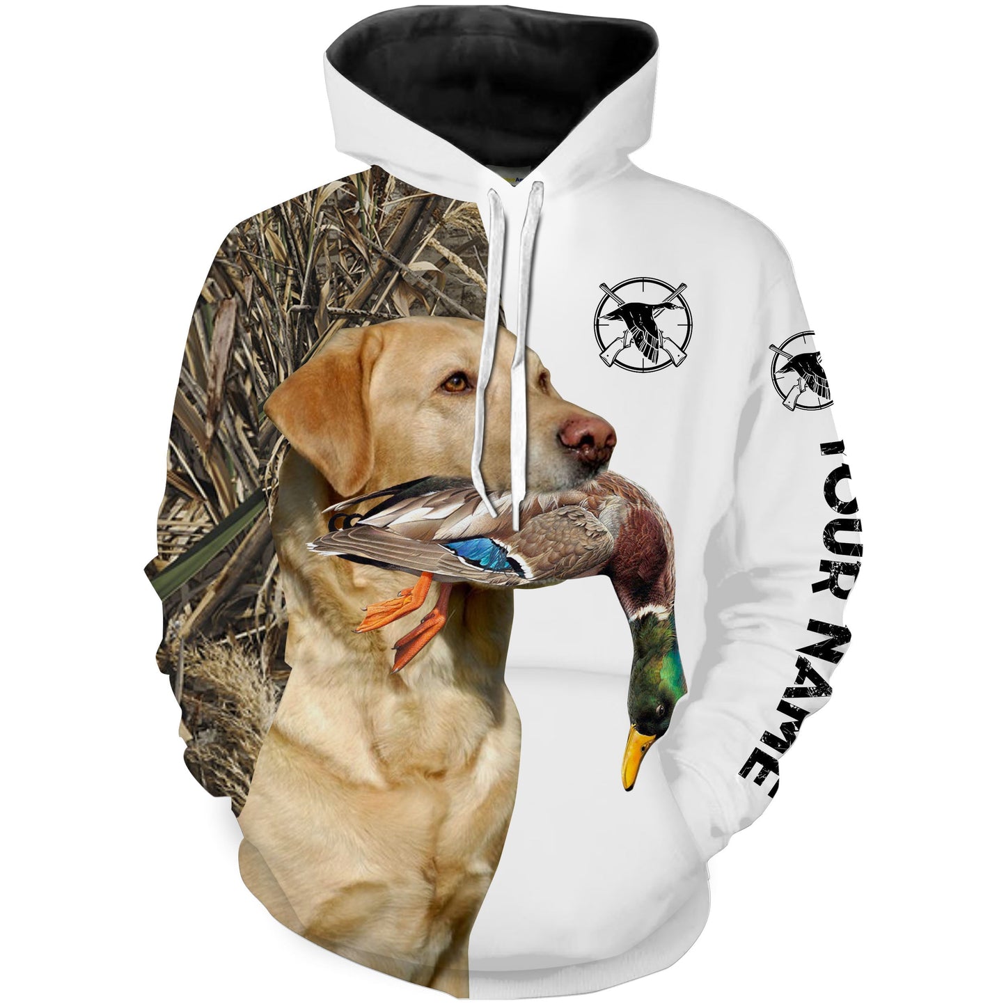 Duck Hunting With Dog Yellow Labrador Retriever Custom Name 3D All Over Print Shirt, Hoodie Personalized Hunting Gifts FSD1861