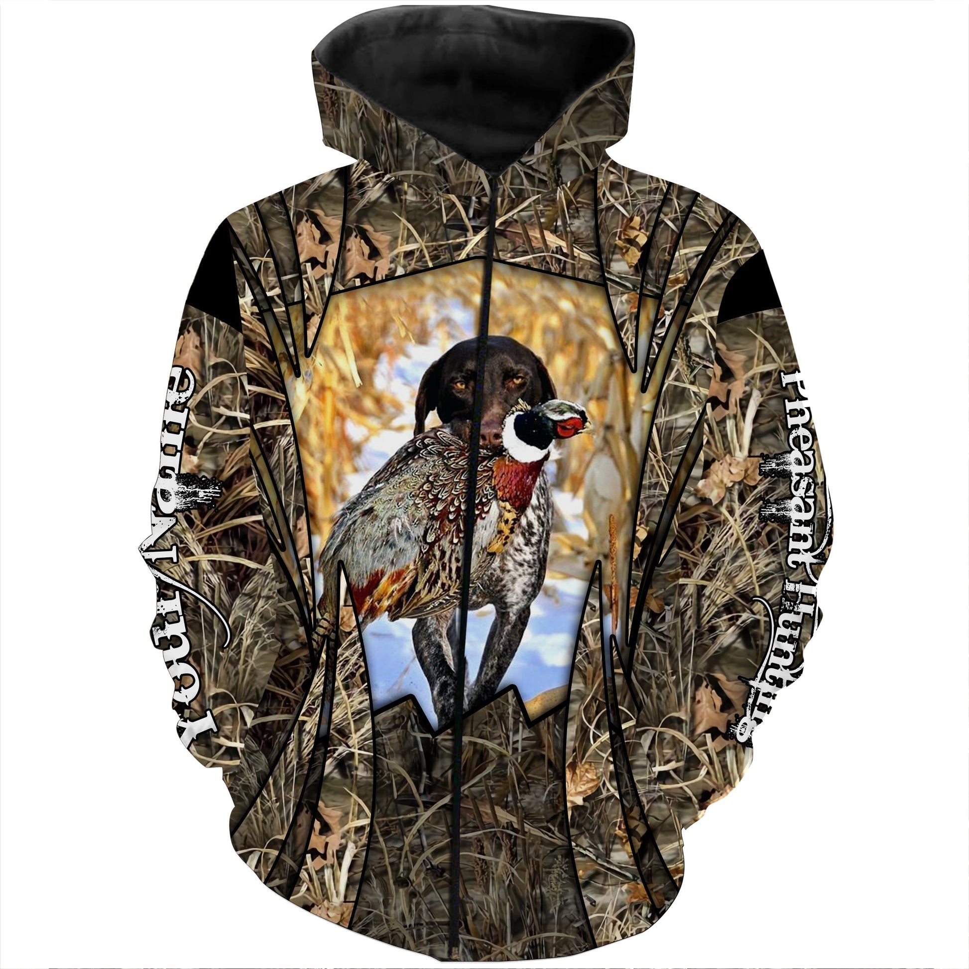 Pheasant hunting with German shorthaired pointer custom Name 3D All over print Shirts Zip up hoodie