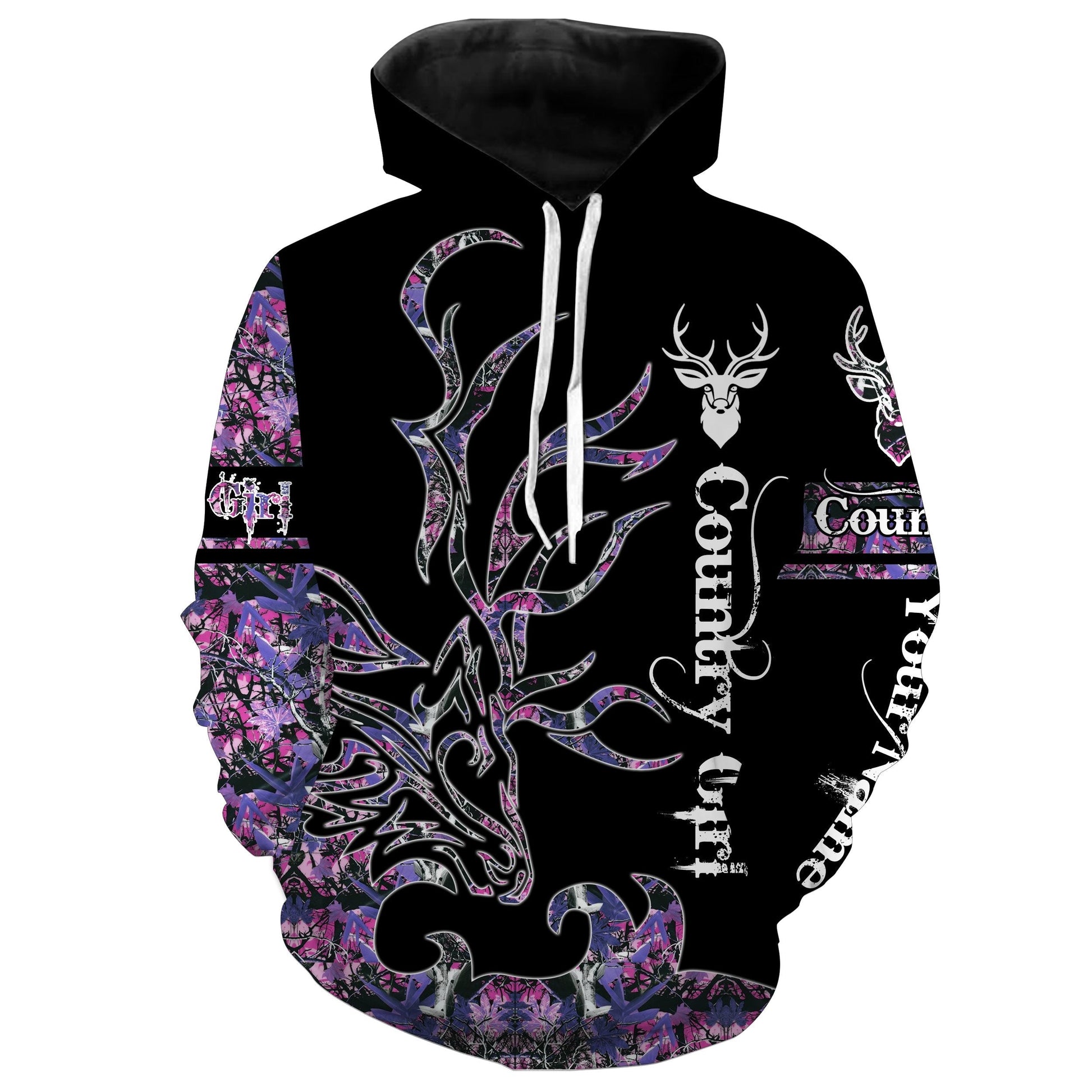 Country Girl Deer Hunting Pink Camouflage Custom Name All Over Printed Shirt, Hoodie, Girl Hunting Gifts FSD2554