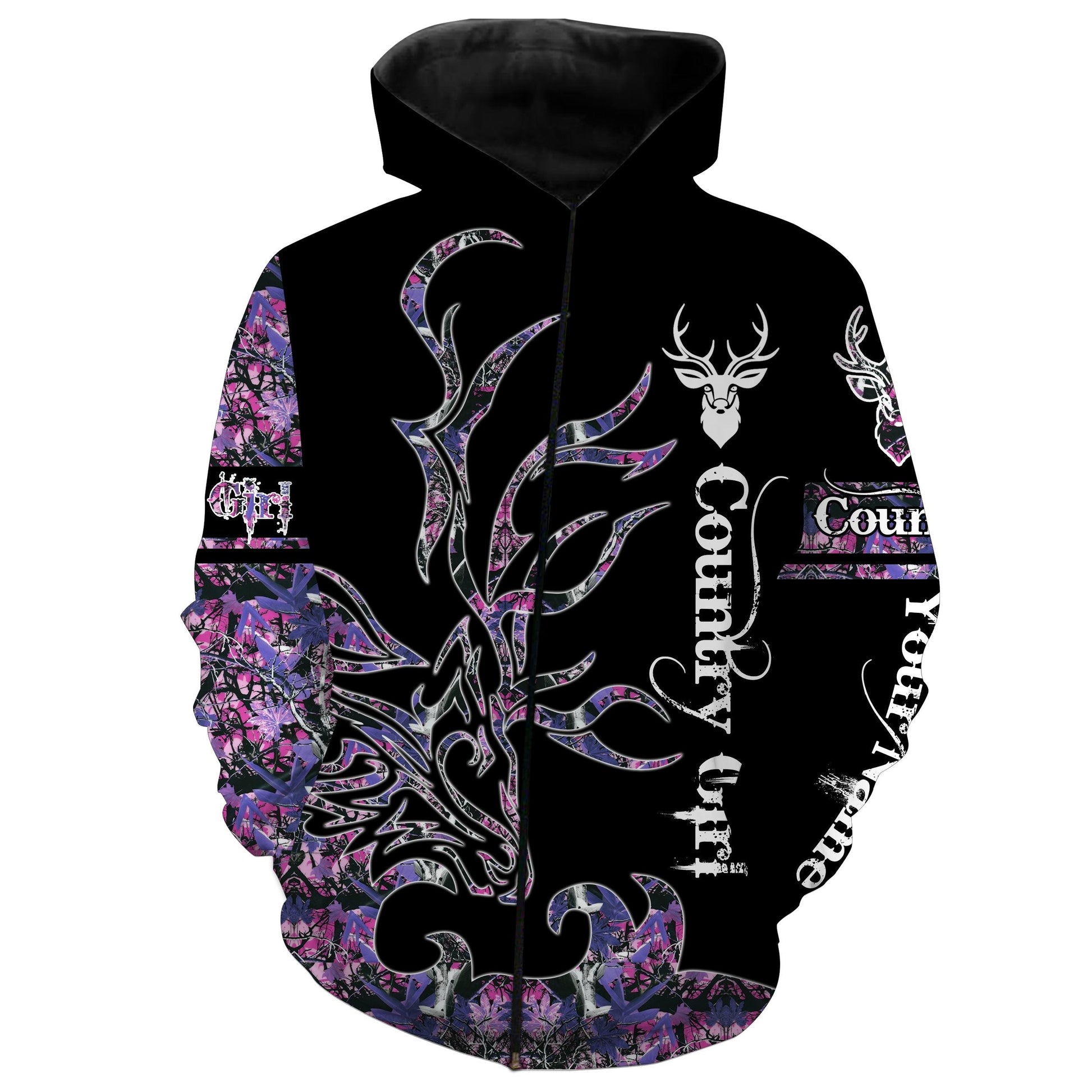 Country Girl Deer Hunting Pink Camouflage Custom Name All Over Printed Shirt, Hoodie, Girl Hunting Gifts FSD2554