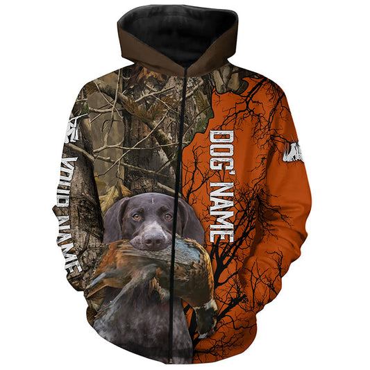 German Shorthaired Pointer Dog Pheasant hunting Camouflage customized Name Shirts for Men FSD4022