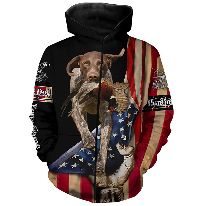 Hunting Dog Shirt German Shorthaired Pointer American flag custom Name shirt, Patriotic hunting gifts FSD4024