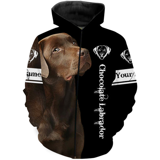 Chocolate Lab 3D All Over Printed Shirts Zip up hoodie