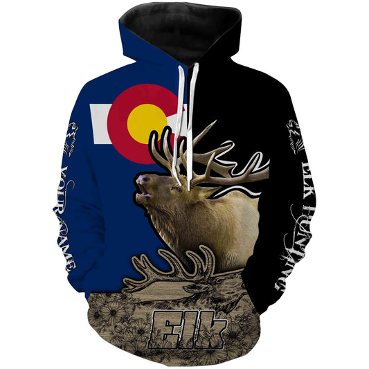 Colorado Elk Hunting Co Flag Custom Name Full Printing Shirts Hoodie Hoodie