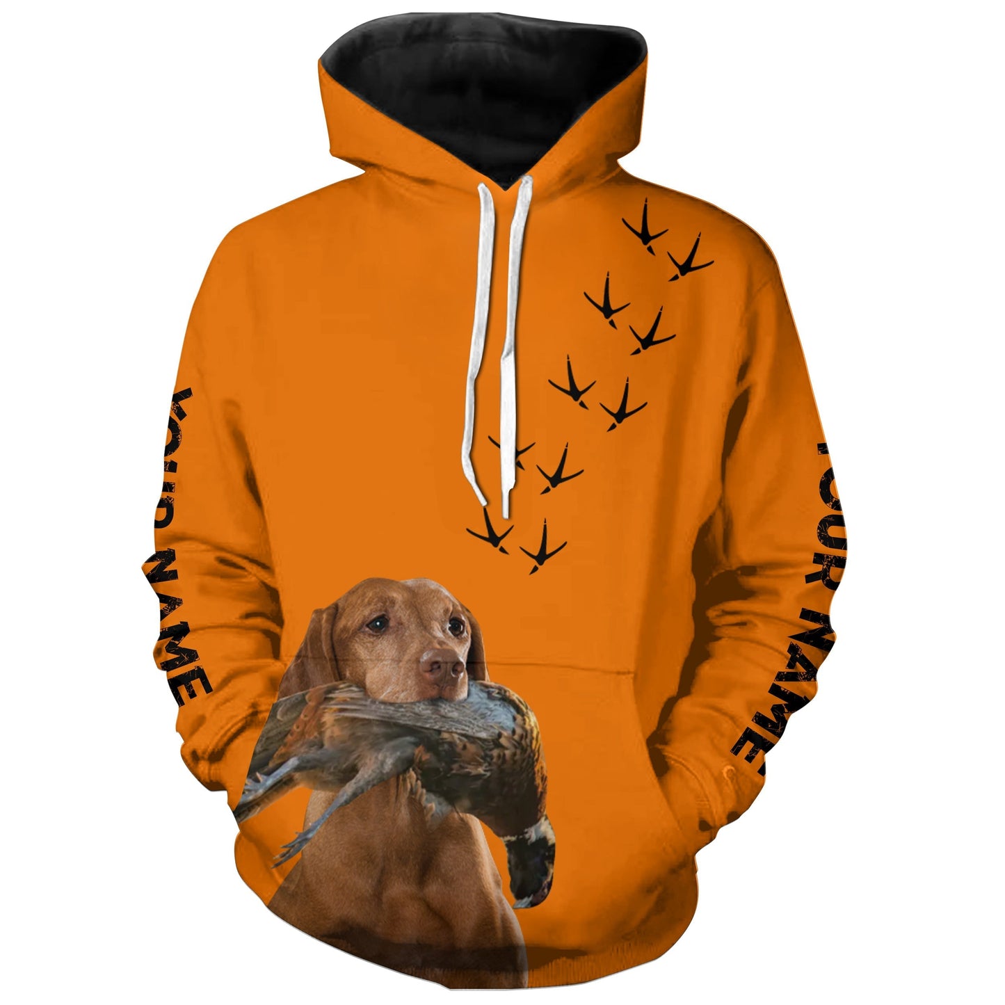 Vizsla Dog Pheasant Hunting Blaze Orange custom Name Hunting Hoodie, T-shirt FSD3975 Hoodie