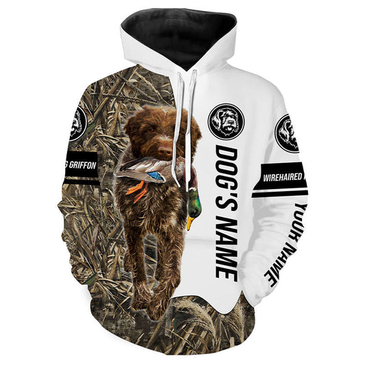 Duck Hunting Dog Wirehaired Pointing Griffon Customize Name Camo 3D All Over Printed Shirts Fsd3440 Hoodie Hoodie