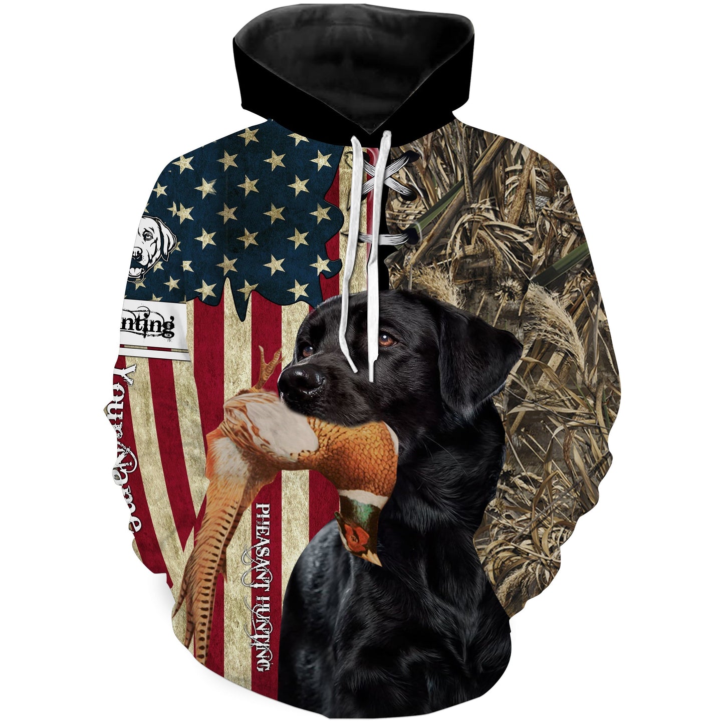 Black Labrador Retriever Hunting Bird Dog Pheasant Hunter American flag full printing shirt, Hoodie FSD3245