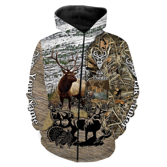 Elk hunting Custom Name 3D All over print T-shirt, Long sleeve, Hoodie, Zip up hoodie - FSD168