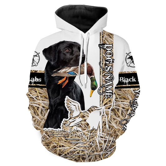 Black Labs Labrador Retriever Duck Hunting Dog Customize Name 3D All Over Printed Shirt FSD3450