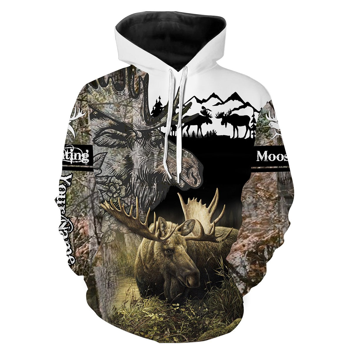 Moose hunting Custom Name 3D All over print Shirts - Personalized hunting gift - FSD180 Hoodie