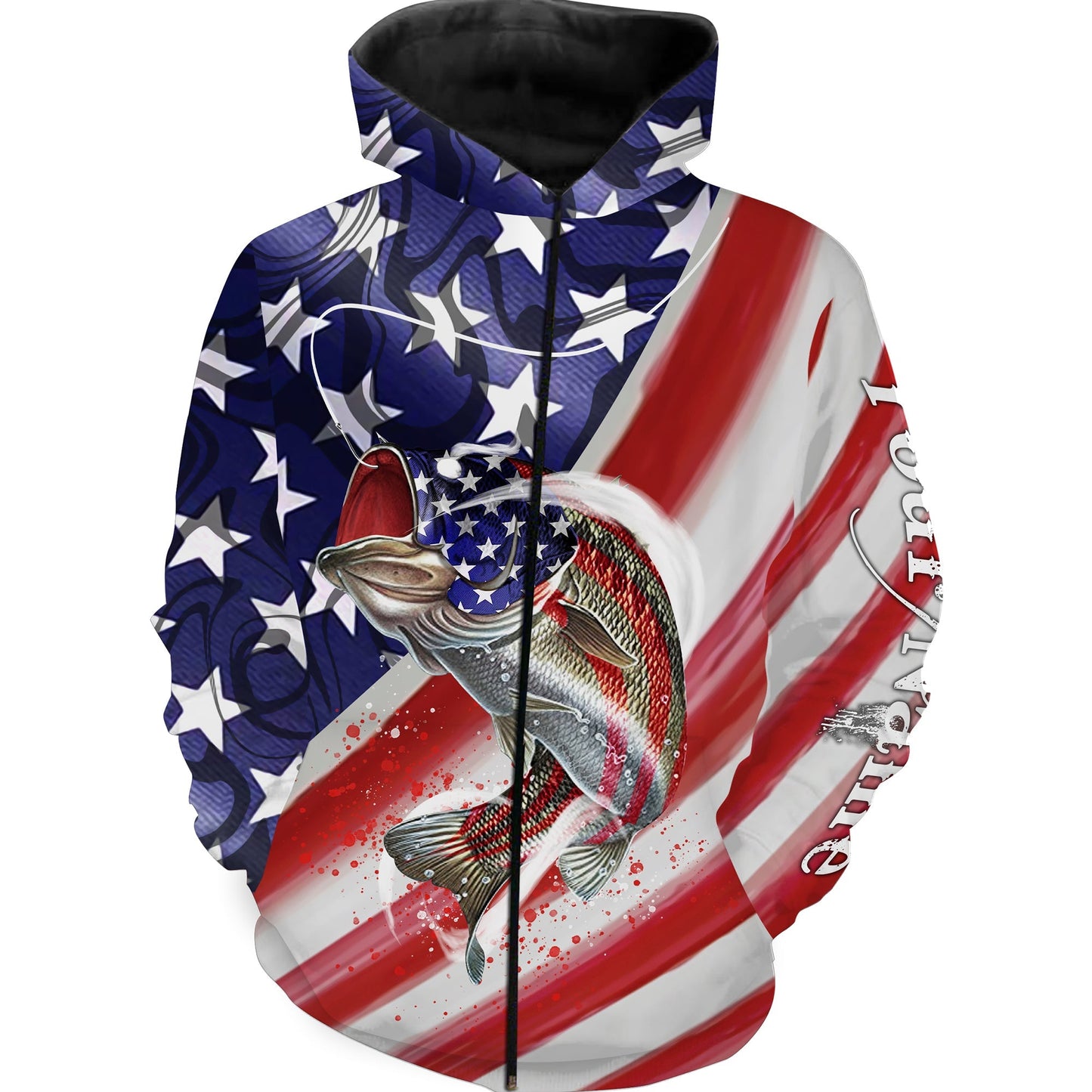 Bass fishing American flag Customize name 3D all over print shirts - Personalized fishing gifts - FSD1473