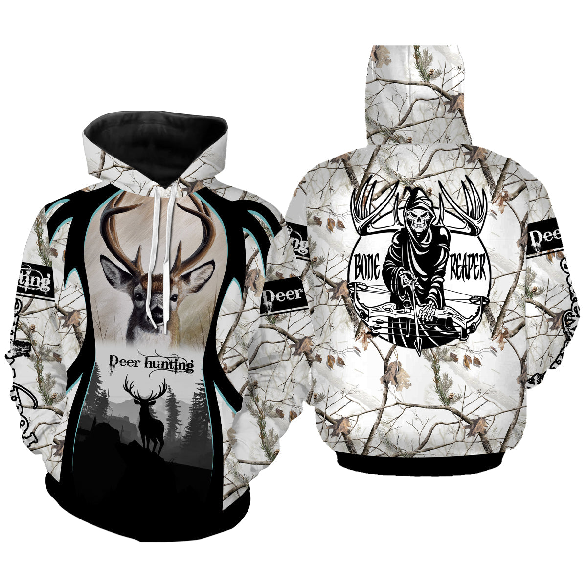 Deer Hunting Big Game Grim Reaper Legends Snow Camo 3D All Over Print Shirts Hunting Gift Fsd949 Hoodie Hoodie