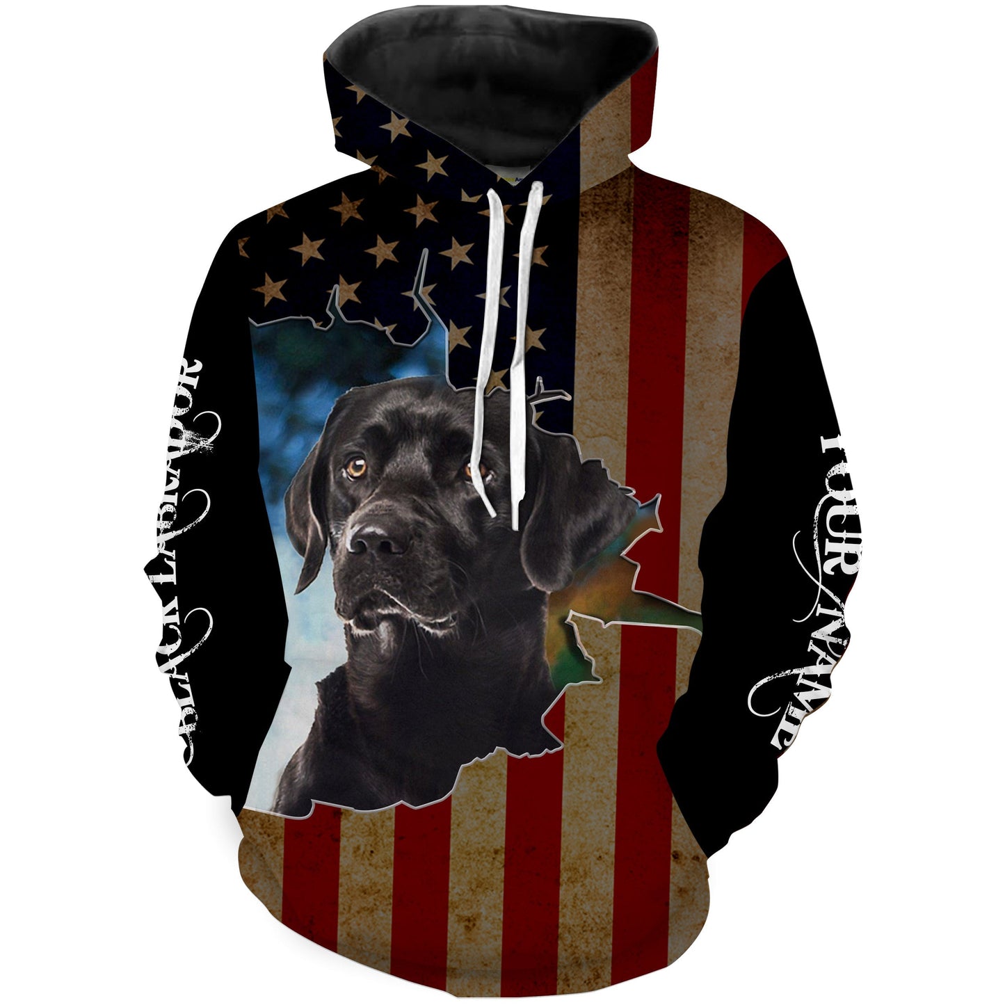 Black Labrador Retriever American Flag Patriotic Custom Name 3D shirt - Hunting dog Black lab lovers gift FSD2447