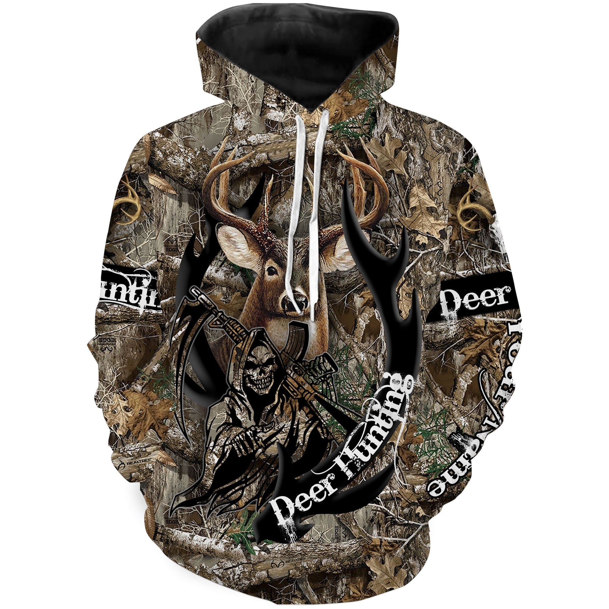 Whitetail Deer rifle hunting Big game camo Grim Reaper custom name 3D All over print Shirts Personalized hunting gift FSD2090