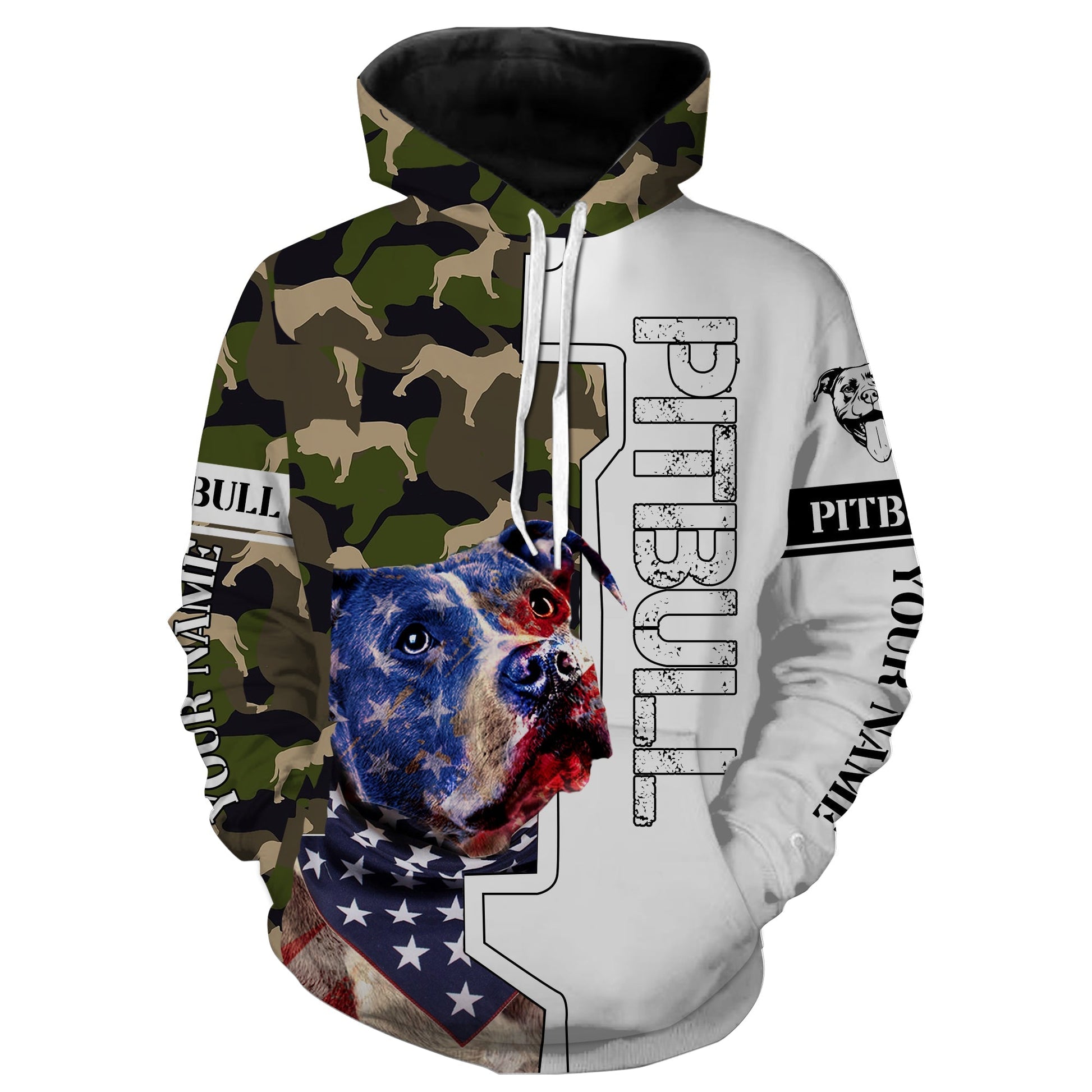 Pitbull dog Love American flag Custom Name 3D All over print shirts, Hoodie, Tshirt - FSD1490