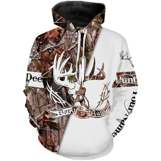 Born to Hunt Deer Skull Camo Custom Name All Over Printed Shirts - Personalized Hunting Gift for Men, Women and Kid FSD2111