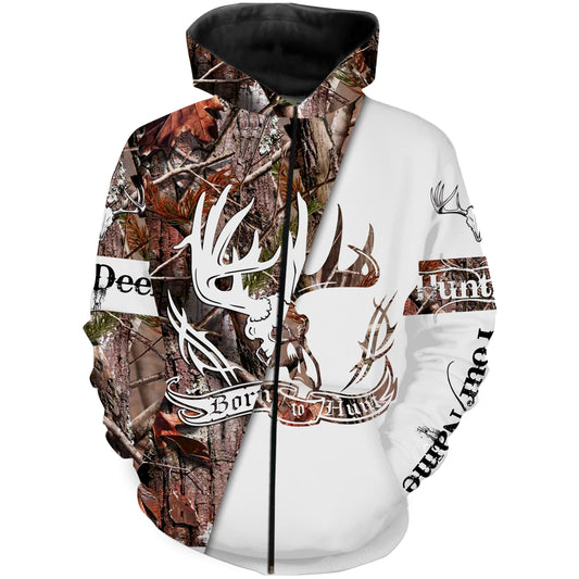 Born to Hunt Deer Skull Camo Custom Name All Over Printed Shirts - Personalized Hunting Gift for Men, Women and Kid FSD2111