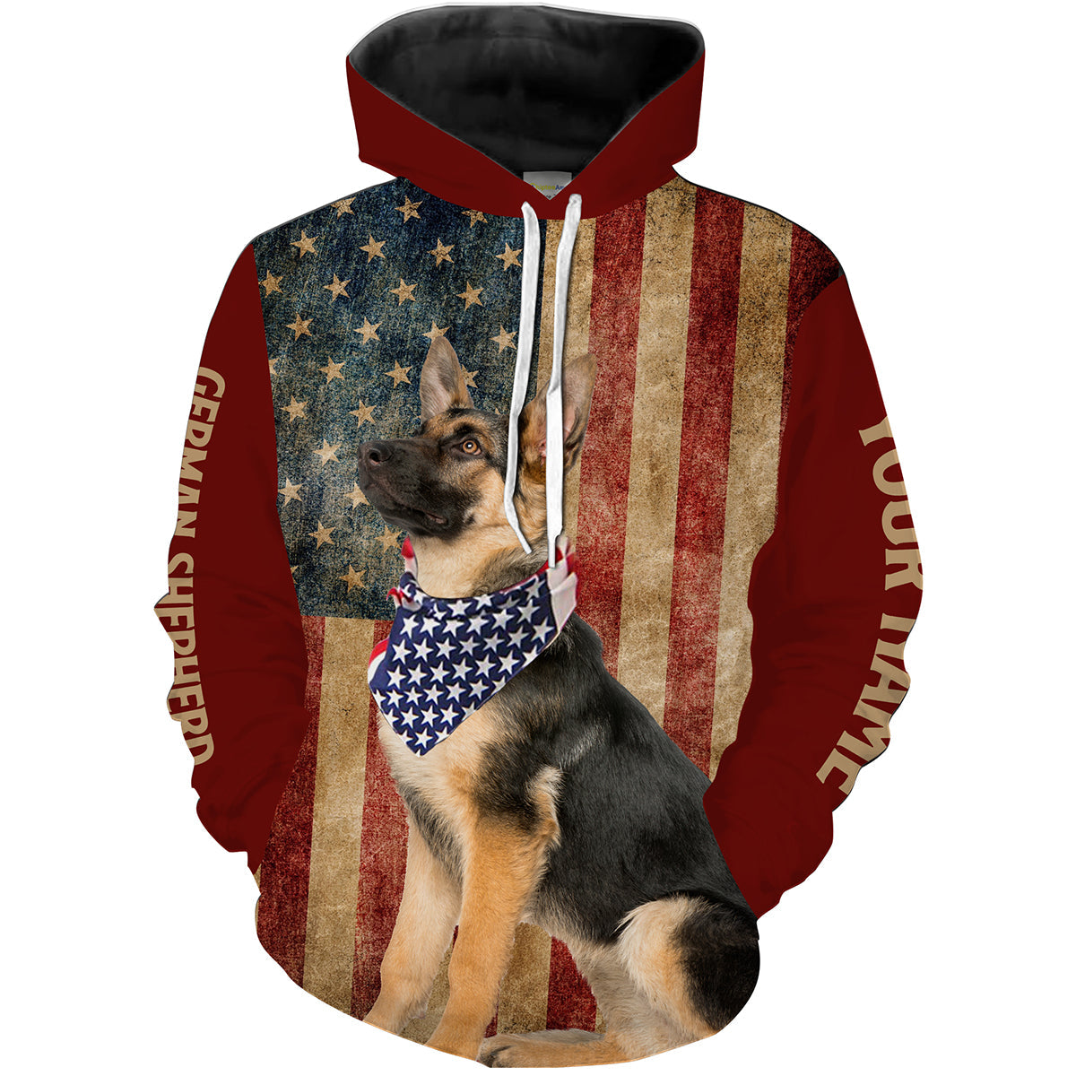 Patriotic German Shepherd 3D All over print Shirt - American Flag Personalized Dog Lovers Gift - NLXS352