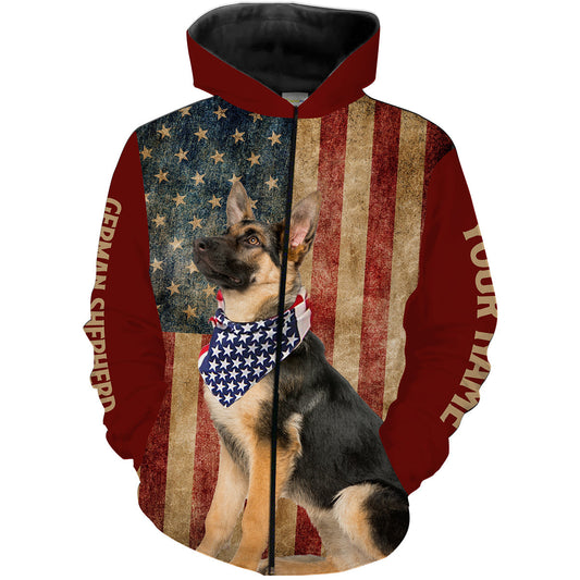 Patriotic German Shepherd 3D All over print Shirt - American Flag Personalized Dog Lovers Gift - NLXS352