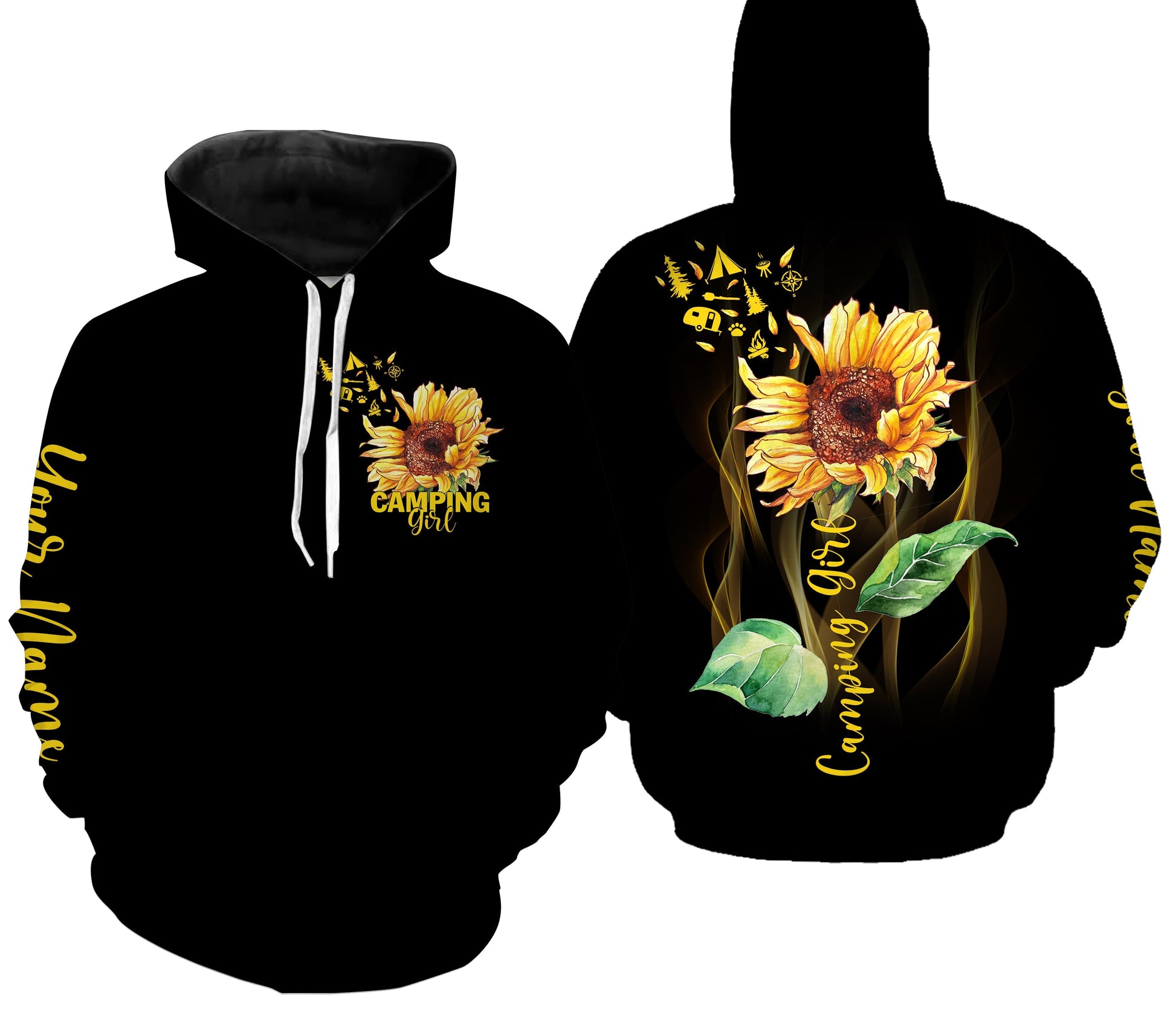 Camping Girl Sunflower Camping Shirts 3D All over print