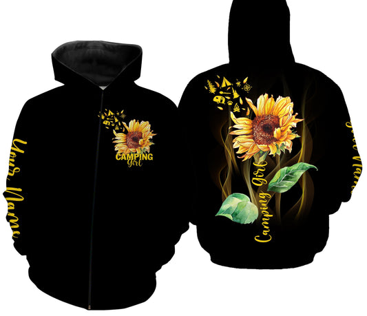 Camping Girl Sunflower Camping Shirts 3D All over print