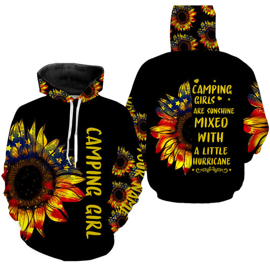 US Flag Sunflower Camping Shirts 3D