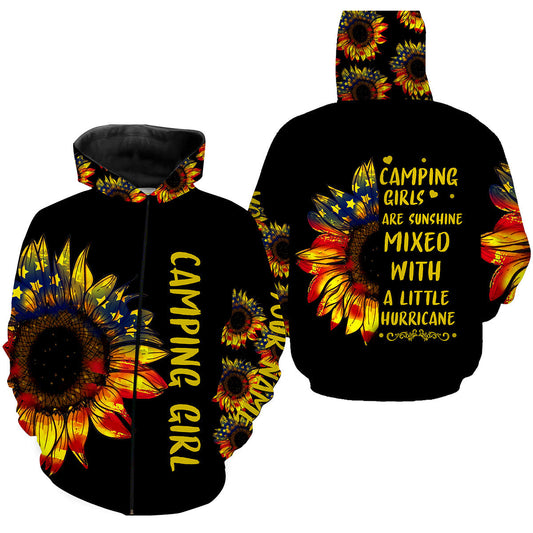 US Flag Sunflower Camping Shirts 3D