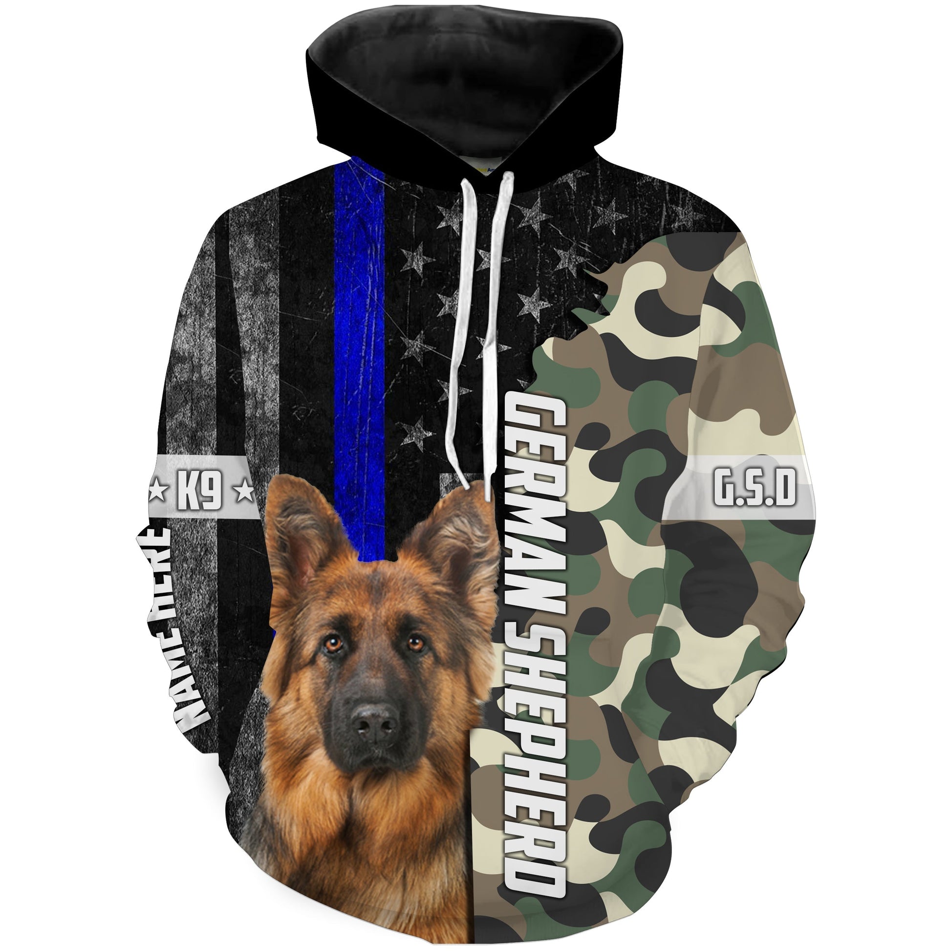 Dog Lovers Gift German Shepherd Camo Shirts 3D - Thin Blue Line US Flag Custom All over print Shirt - NLXS361