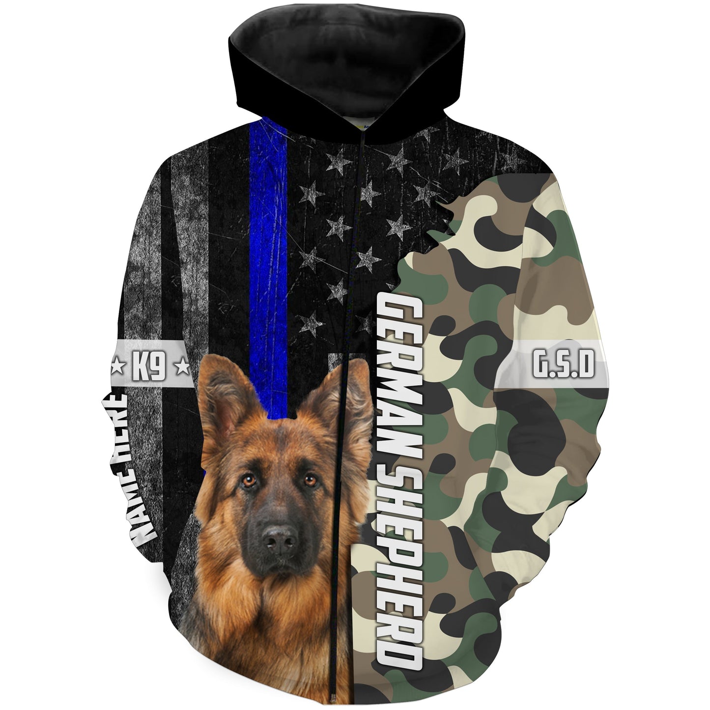 Dog Lovers Gift German Shepherd Camo Shirts 3D - Thin Blue Line US Flag Custom All over print Shirt - NLXS361