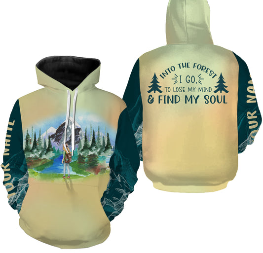 Woman Into The Forest Find My Soul Camping Shirt, Girl Love Camping Hiking Outdoor shirt TNN122 Hoodie