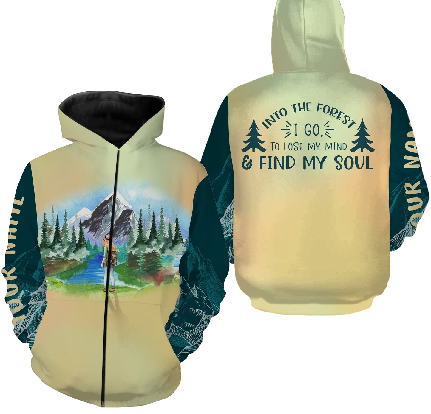 Woman Into The Forest Find My Soul Camping Shirt, Girl Love Camping Hiking Outdoor shirt TNN122 Zip up hoodie