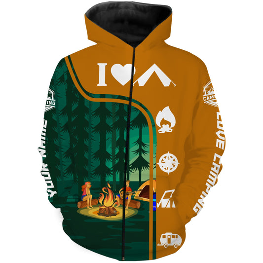 Love Camping Personalized Shirt 3D Full Printing Zip Up Hoodie Zip Up Hoodie