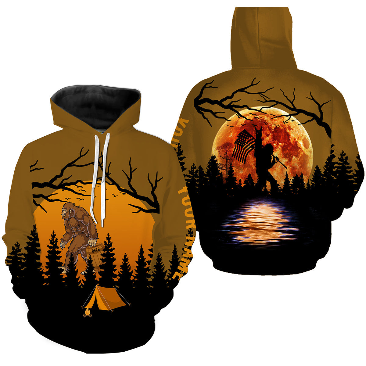 Bigfoot Camping Beer Personalized Shirt 3D Full Printing Hoodie Hoodie