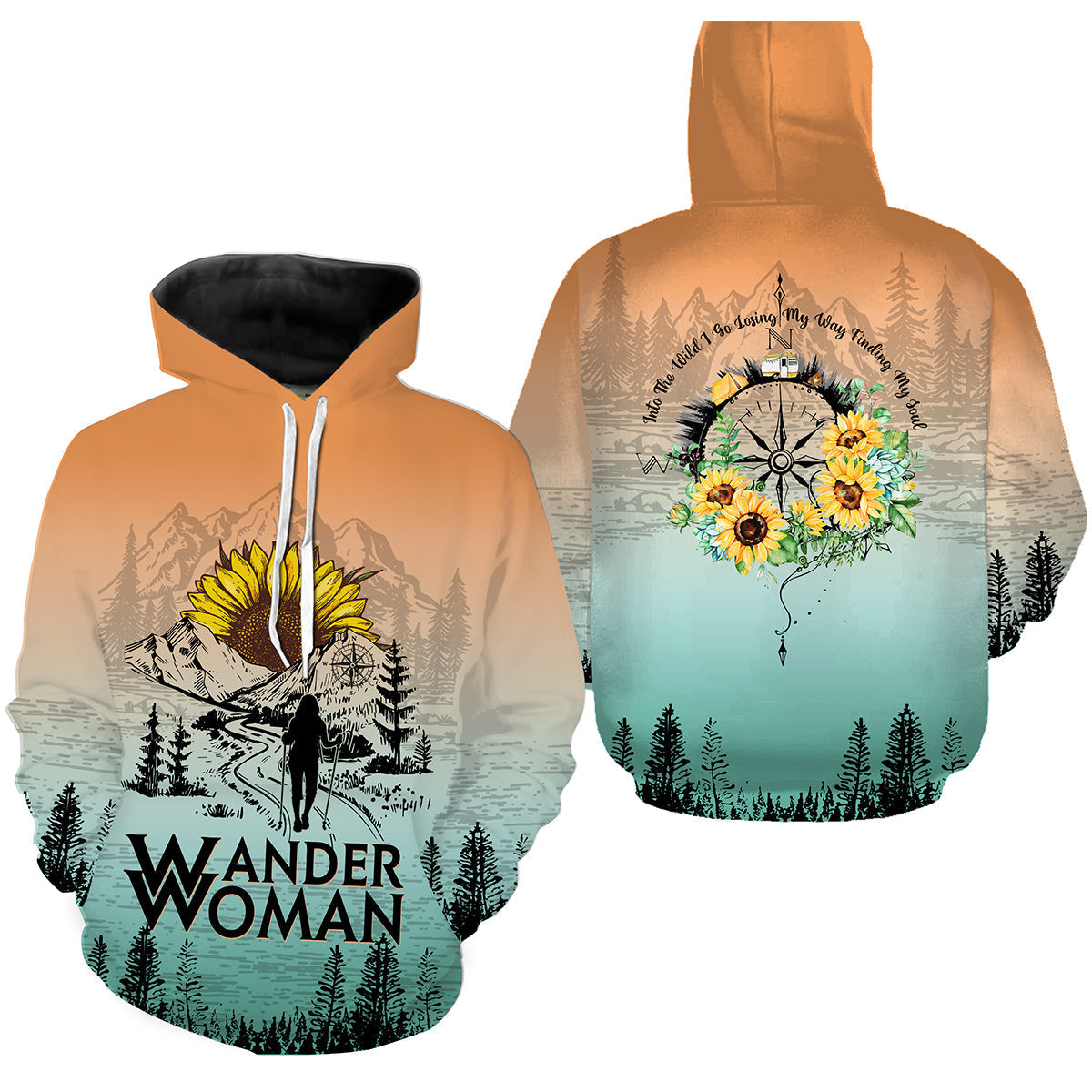 Woman Sunflower Into The Wild 3D Shirt All Over Print, Woman Love Camping Hiking Shirt - TNN412 Hoodie