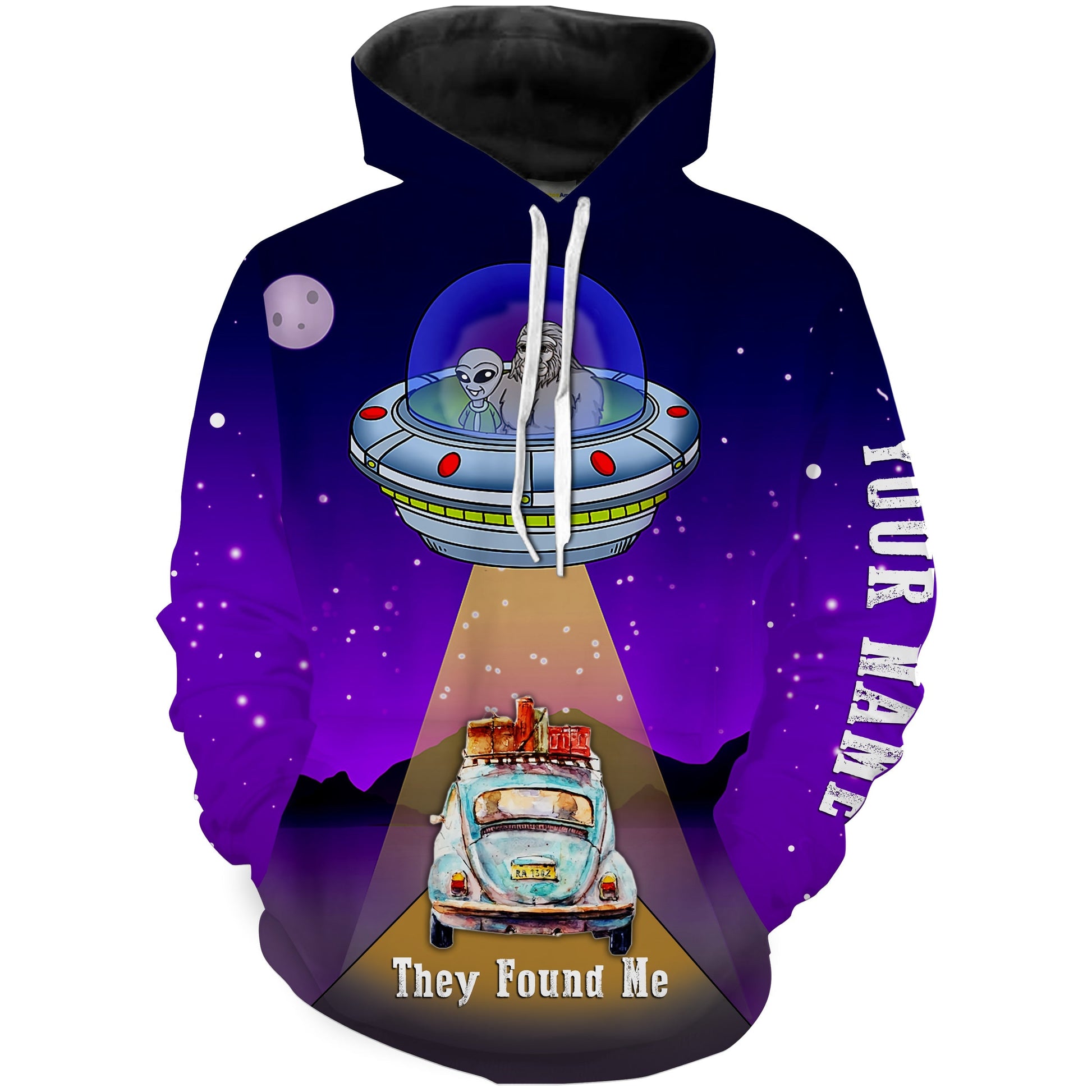 Personalized Bigfoot And Alien In Ufo Found Camper They Found Me Shirt 3D Full Printing  Hoodie Hoodie