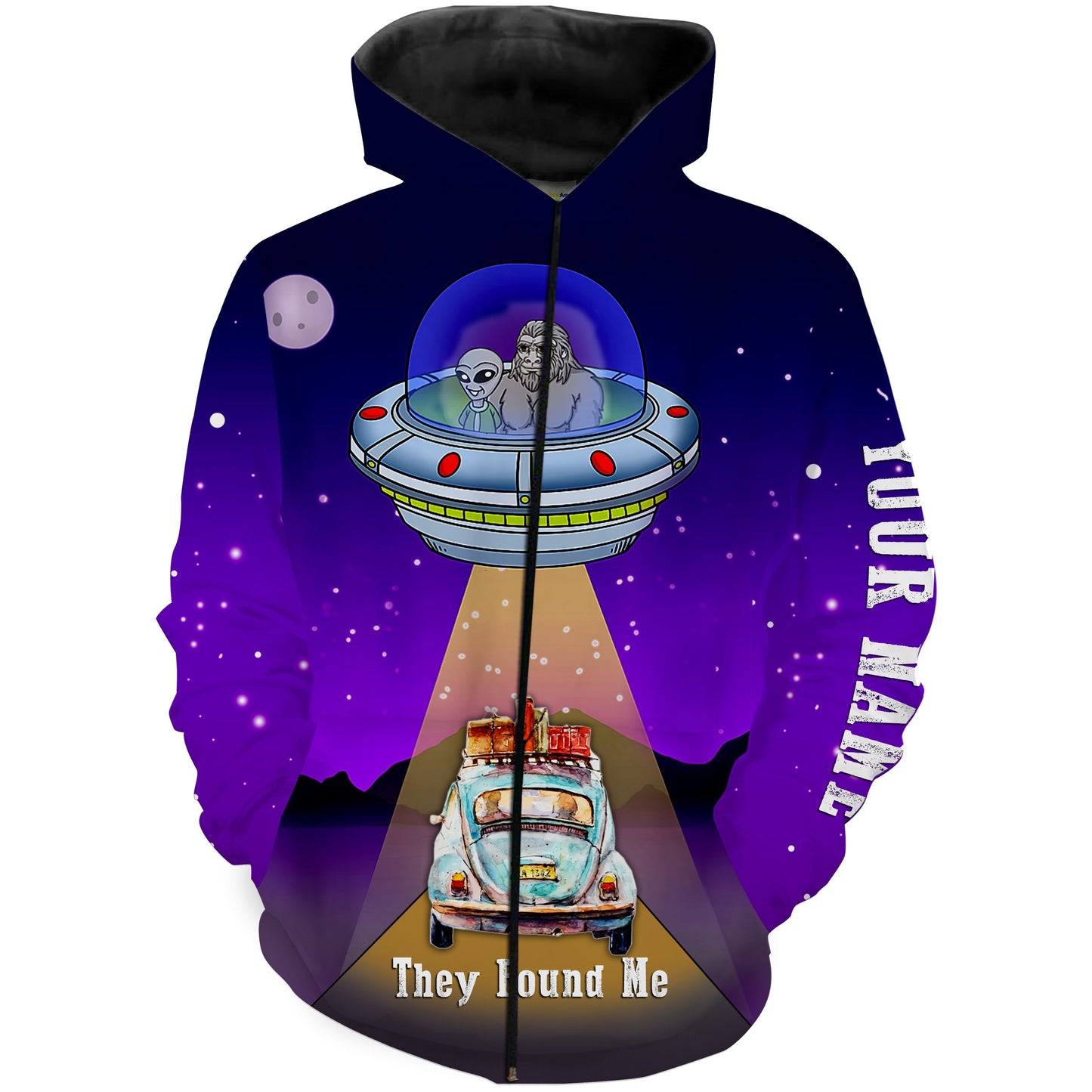 Personalized Bigfoot And Alien In Ufo Found Camper They Found Me Shirt 3D Full Printing  Zip Up Hoodie Zip Up Hoodie