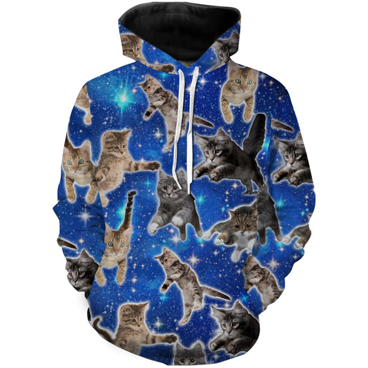 Space Cats Blue 3D Shirt All Over Print T Hoodie Hoodie