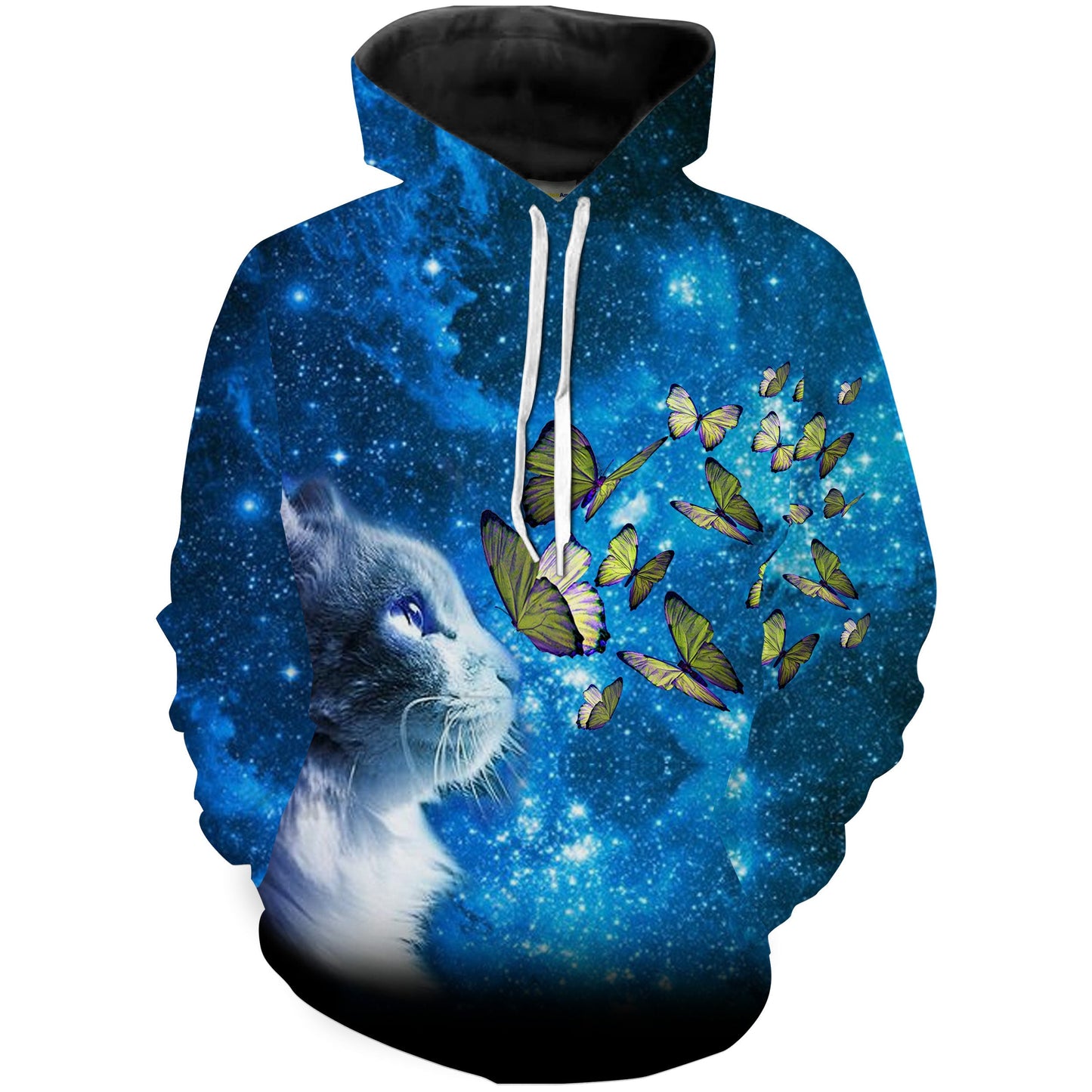 Cat With Butterfly Blue Galaxy 3D Shirt Personalized All Over Print Gift For Cat Lover - TNN445