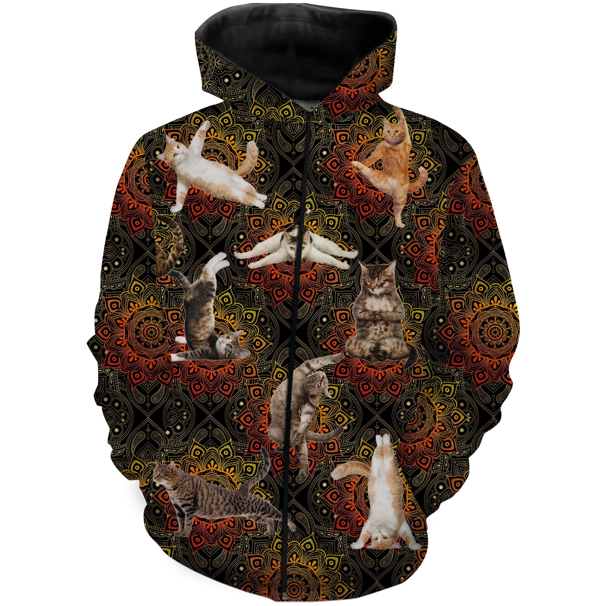 Yoga Cats Mandala Shirt 3D Shirt All Over Print T-Shirt, Hoodie, Long Sleeves, Tank Top - TNN459 Zip up hoodie