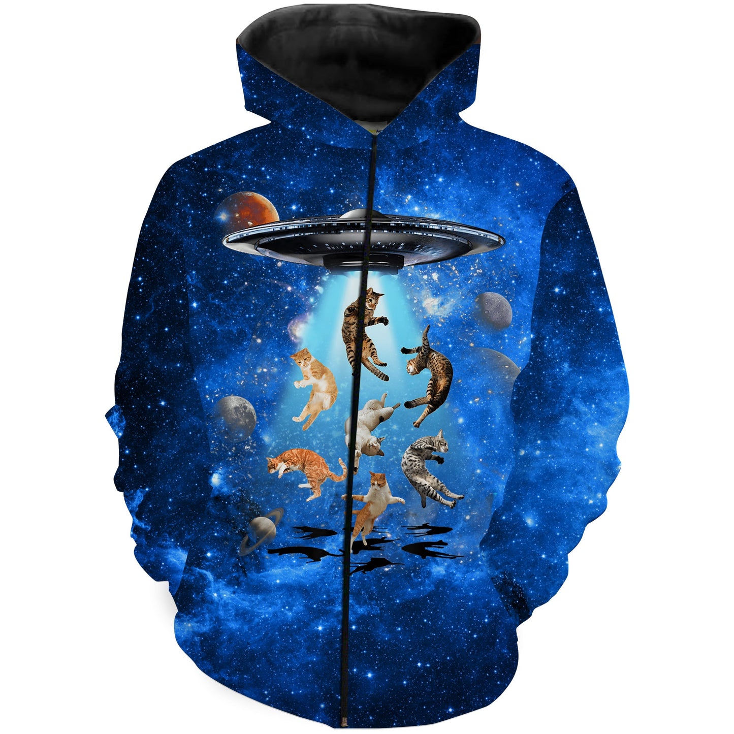 Cute Cat UFO Blue Galaxy 3D Shirt All Over Print T-Shirt, Hoodie, Long Sleeves, Tank Top - TNN467