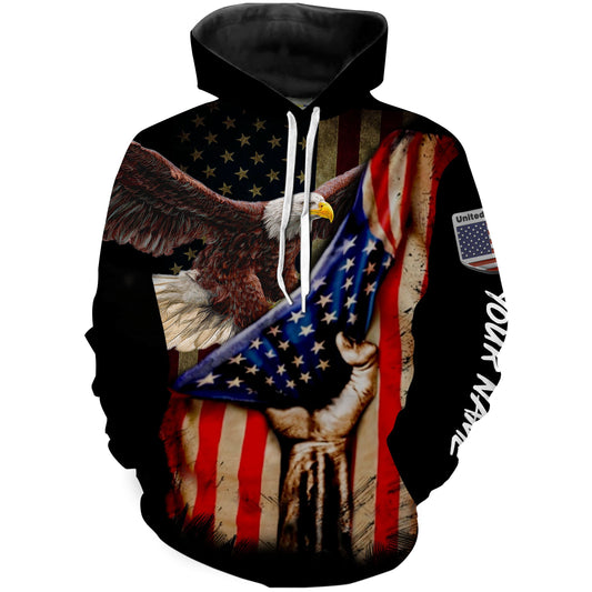 Eagle American Flag 3D Shirt Custom Name Hoodie Hoodie