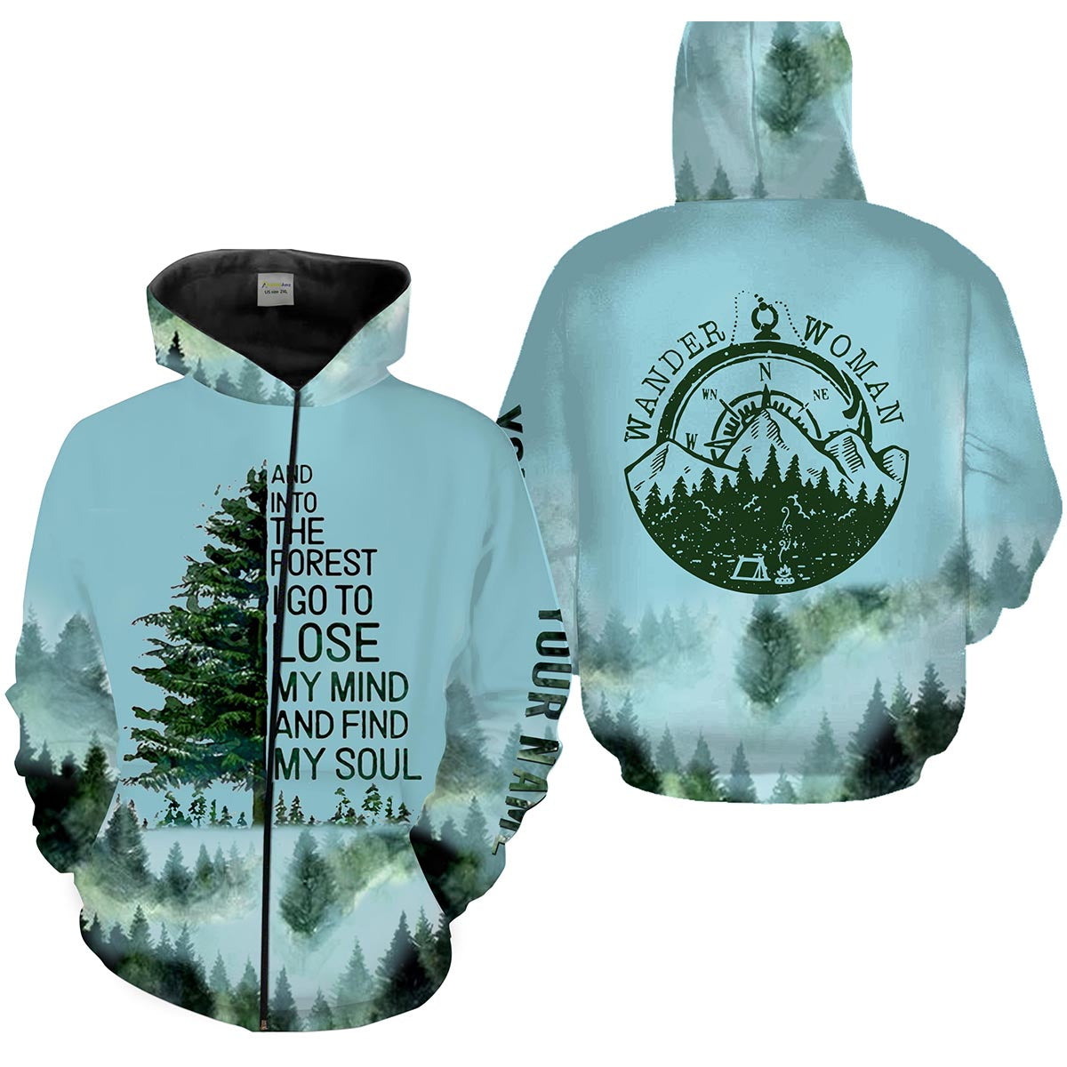 Woman Into The Forest Personalized Love Camping Shirt 3D Full Printing  Zip Up Hoodie Zip Up Hoodie