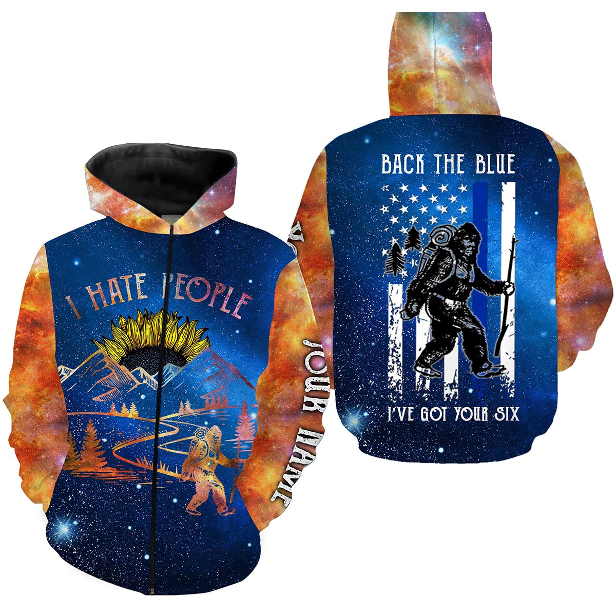 Bigfoot Sasquatch American Flag Camping Hiking Shirt 3D, Sunflower Bigfoot Shirt I Hate People - TNN259