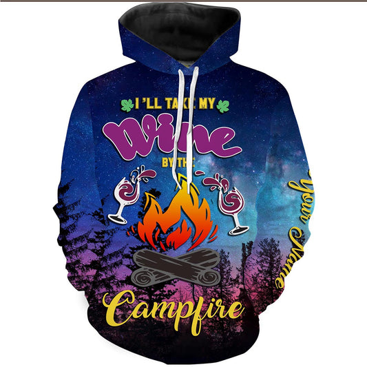 Wine And Campfire Personalized Camping Shirt 3D Full Printing T-Shirt - TNN262 Hoodie