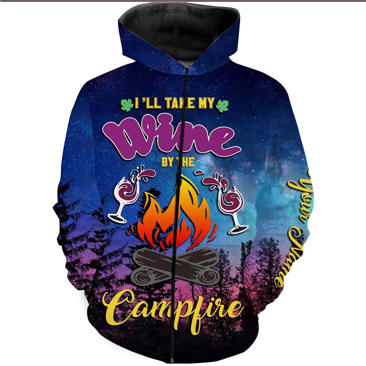 Wine And Campfire Personalized Camping Shirt 3D Full Printing T-Shirt - TNN262 Zip up hoodie