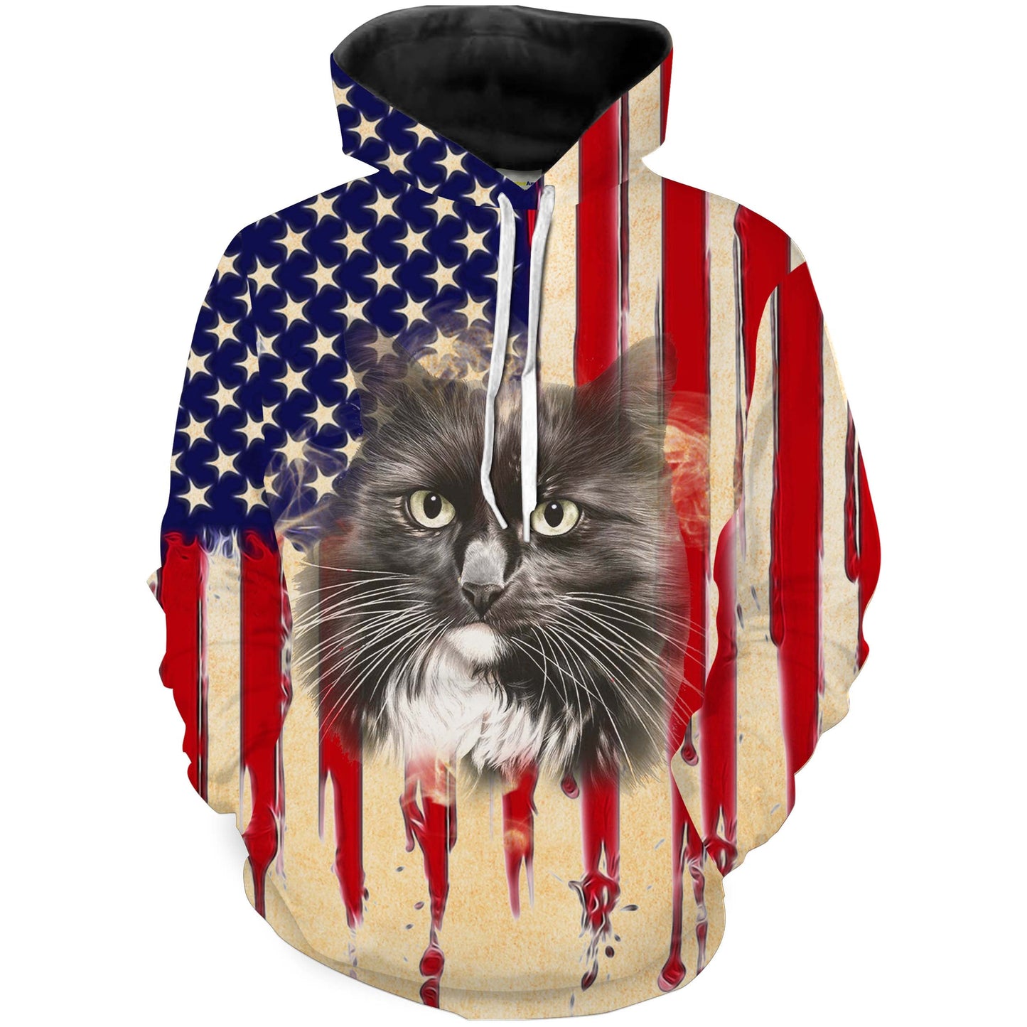 Black Cat US Flag 3D Shirt All Over Print Gift For Cat Lover 4th July - TNN546