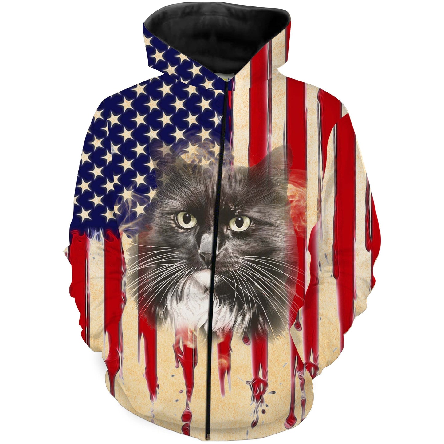 Black Cat US Flag 3D Shirt All Over Print Gift For Cat Lover 4th July - TNN546