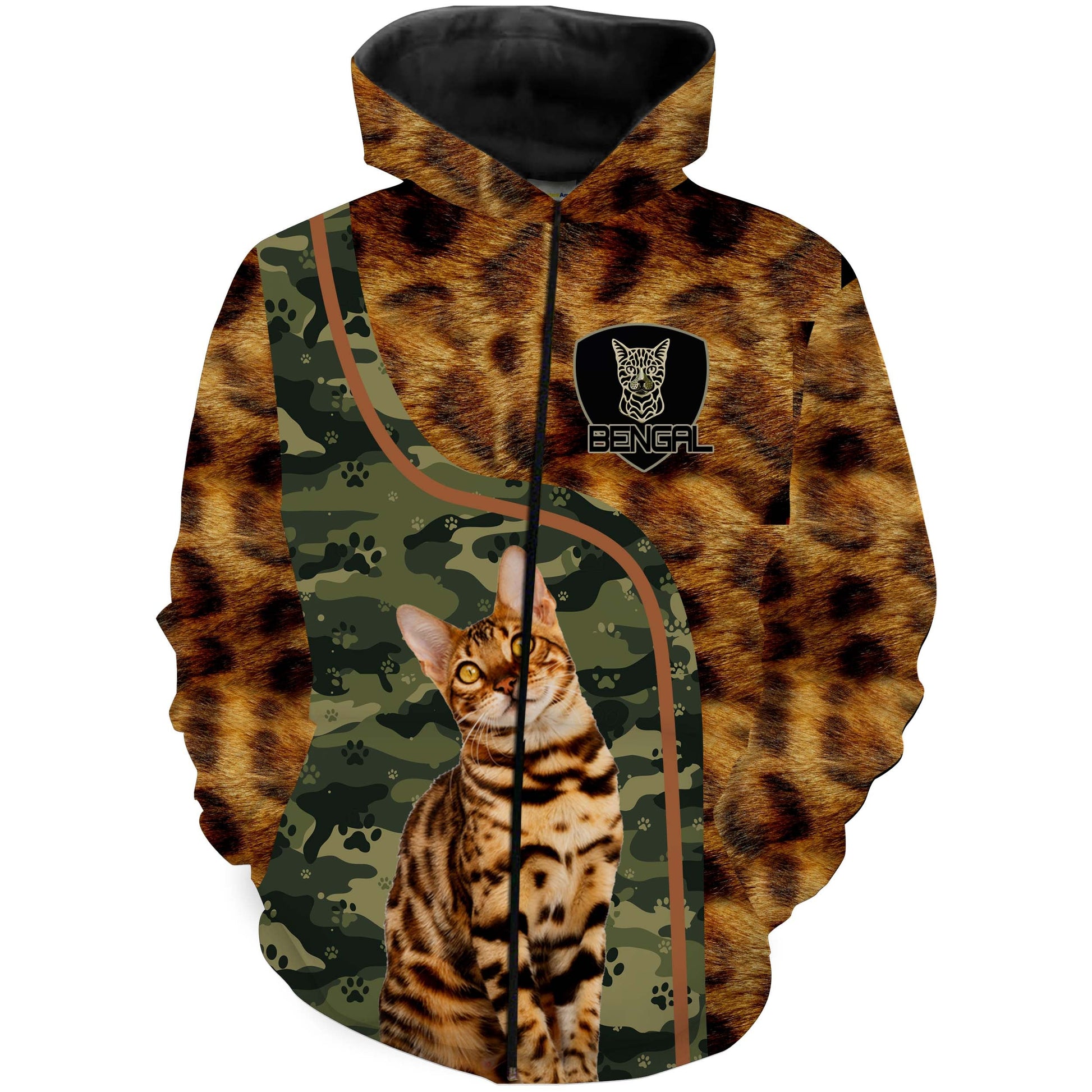 Bengal Cat Green Camouflage Shirt 3D All Over Print - TNN553